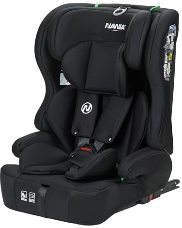 Nania - Asiento de coche infantil isofix Lima I-size 76-150 cm - Rupa 1/2/3 de 9 a 36 kg, 15 meses a 12 años, cabezal ajustable, arnés de seguridad de 5 puntos, funda extraíble, fijación Isofix