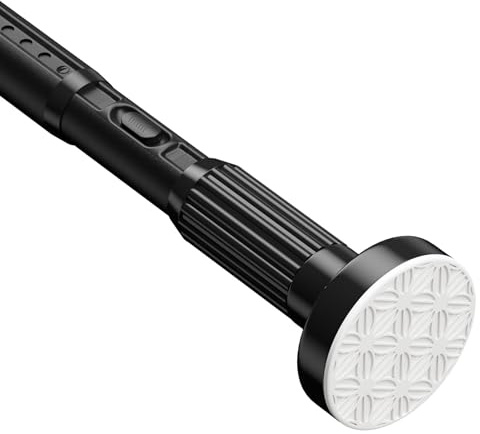 AIZESI Tringle rideau sans percage Extensible (104-322cm, Ø32mm, Noir) | Barre telescopique en acier inoxydable, adapté pour Salle de Bain Fenêtre Porte Penderie