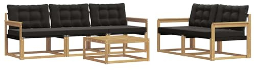 vidaXL Outdoor-Sofagarnitur 6 pcs Weiß und Schwarz 79 x 79 x 37 cm, Garten-Sofa, modernes Ecksofa, Robustes Loungemöbel, stilvolle Terrasse, Bequeme Sitzgruppe