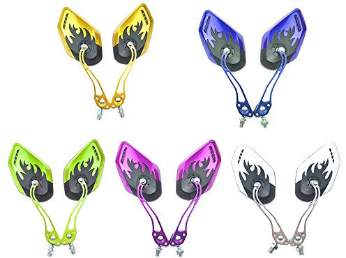 Supmico rot Motorrad 8mm 10mm Side Spiegel ATV Roller Fahrrad Flamme Feuer Motorradspiegel Roller