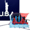 Pop Up Karte „U.S.A. - Stars & Stripes“ - 3D Grußkarte als Souvenir, Geburtstagskarte, Reisegutschein, Einladung zur Städtereise New York & Urlaub in den USA