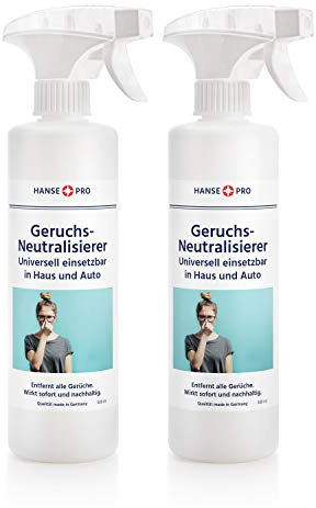 Hanse Pro Geruchsneutralisierer, 2 x 500 ml I Geruchs-Entferner I für Textilien, Wohnung und Auto I entfernt Gerüche von Hund und Katze