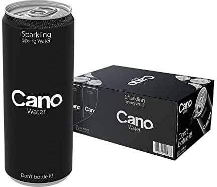 CANO WATER Lot de 24 canettes d'eau pétillante naturelles avec couvercles à tirer, pour une hydratation respectueuse de l'environnement – 24 canettes de 330 ml