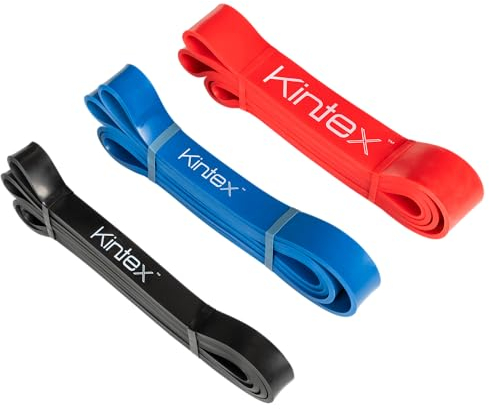 Kintex Resistance Band, 208 cm, 3 Stärken, Expander, Fitness, Ausdauer, Muskeltraining, Workout (Schwarz)