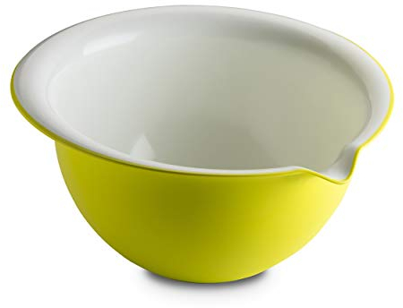 omada Design Rührschüssel 3 L, Schüssel 30x25x18 cm aus Polypropylen und integrierten antimikrobiellen Mitteln eliminiert Bakterien und Pilze. Made in Italy, Linea Sanaliving, Weiß Säuregrün