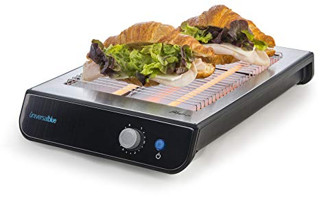 UNIVERSALBLUE Tostador Plano Plus Acero Inoxidable | 6 Niveles de Potencia | Tostadora Pan Plano Horizontal | Potencia 600W | 2 Elementos Calefactores