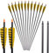PMSM 12er Pfeil für Bogenschießen Black Carbonpfeile ID 6.2 mm mit 4 Zoll naturfeder Profi für Outdoor Bogensport Recurvebogen traditionellen Langbogen und Compoundbogen (Gelb Schwarz)