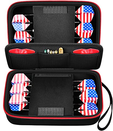 ALKOO Dart Case Holder Bag for 12 pcs Steel and Soft Tip Darts Set, Storage Organizer Holds 12 Darts and Tips, Shafts and Flights Accessories (Cases Only) (Red, Holds 12 darts)