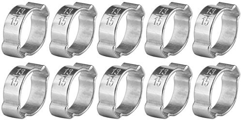 Zinc Plated Stainless Steel Dual Bead Gear Clamps Gear Hose Clamps Two Ear Hose Clamp 5-23mm 10pcs Hose Clips for Fule Petrol Pipe Tube Hose Clamping Tools Hose Clamps (13-15Mm)