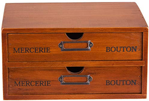 Vintage Schreibtisch-Organizer mit 2 Schubladen – Holz-Schubladen-Organizer – 2-stöckige Schreibtisch-Monitorerhöhung aus Holz mit Schubladen – Organisations- und Aufbewahrungsschubladen für den