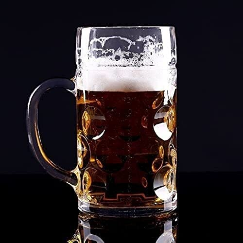 HSFS Bierkrug Glas Glasbecher Extra Groß 1 Liter Bierkrug Glas Zugluft Bierkrug Groß Bierkrug Bierfest Besondere Tasse Traditioneller Bierkrug Hero Mug mit Henkel Bierkrug Glas
