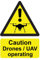 Chicbanners Caution Drones/UAV Operating Safety Warning Safety Sign Self Adhesive Gloss Sticker 160mm x 125mm