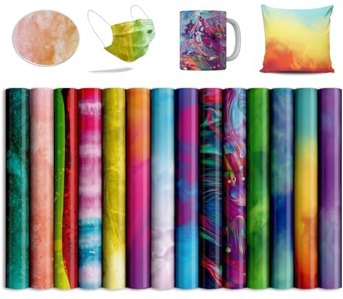 Aquarell-Transferblätter, 30,5 x 30,5 cm, vorgedrucktes Sublimationspapier für Wärmebecherpresse, Untersetzer-Rohlinge, DIY-T-Shirts, 14 Stück