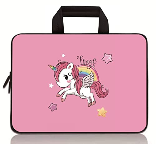 Universal 7-9 inch Kids Tablet Sleeve Ultra-Portable, Neoprene Carrying Sleeve Case Bag Compatible with 7 8 8.5 8.9 9 Apple iPad Mini, Samsung, Google, HP, Acer (Pink Unicorn)