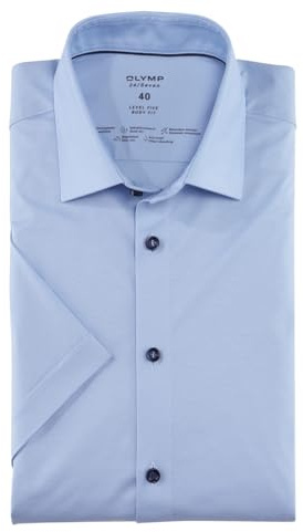 OLYMP Level Five Body fit Hemd 24 / Seven Halbarm Jersey Stretch Aqua Größe 40