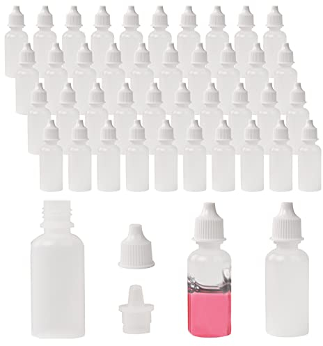 ACHANFLY 50 Pcs 20ml Plastic Dropper Bottles - Squeezable White Empty Bottles With Cap for Eye Liquid, Essential Oil, Paint Samples