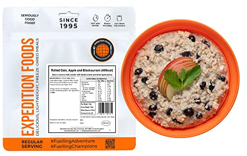 Rolled Oats, Apple and Blackcurrant | Freeze-Dried Camping & Hiking Food | Single Serving | 450kcal Meal