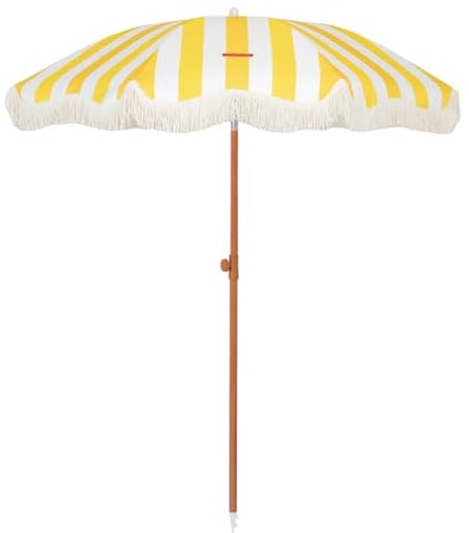 Flamingueo Parasol Plage - Parasol de Jardin Exterieur, Protection UPF50+ Inclinable, Accessoire Plage, Pliable Compact, Grand Parasol Etanche, Pour Terrasse (210x180 cm)