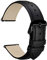 WOCCI 18mm Blumen Uhrenarmband für Damen und Herren, Echtes Leder, Schnellverschluss, Schwarzer Schnalle (Schwarz)