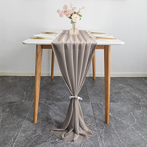 ARVOV Tischläufer Chiffon, Modern, Weiß, Hochzeit, Kommunion, 70 x 300 cm