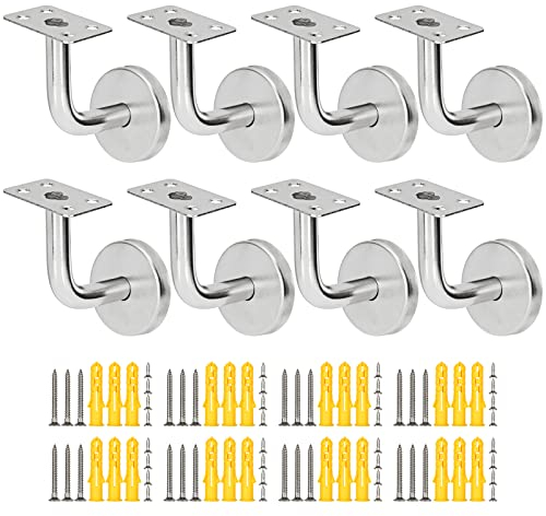 AKOLAFE 8 Staffe per Corrimano Antiche Inossidabile 60 x 60 mm Supporto Corrimano per Scale Interne Staffe in Acciaio Resistente per Corrimano per Scale Legno Argento