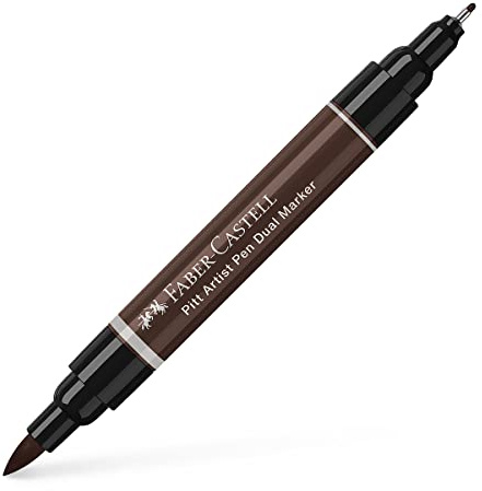 Faber-Castell Art & Graphic Pitt Artist Pen Dual Marker India Ink, Dark Sepia, Single Pitt Pen, For Art, Craft, Drawing, Skizzing, Home, School, Uni, Coloring