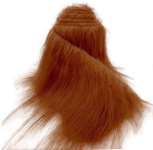 Kunstpelz Stoff zum Basteln Braun, Zotteliger Bastel Plüsch 5 x 170 cm für selbstgemachten Weihnachts-/Zwerg Bart, Fursuit, handgefertigtes Weihnachts-Halloween-Cosplay-Kostüm