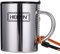HEECN® Tasse de Camping Isotherme - Mug à Double Paroi Inox 400 ml avec Couvercle Hermétique et Mousqueton - Tasse Metal Randonnée HESS-038BBK