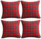 4 er Set Weihnachten Kissenhüllen Kariert, Qelus Kissenbezug Plaid Schottischen, Weihnachtskissenbezug Dekorative 45x45cm Baumwolle Polyester, für Sofa Schlafzimmer Wohnzimmer Auto (Rot Große Kariert)