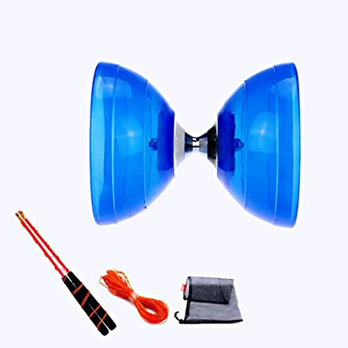 HH-CC Bol Transparent à Double tête Flexible à Triple roulement Diablo, Ensemble de Diabolo Yoyo Chinois à axe Vivant avec bâtons Diablo en Fibre de Verre, Sac de Transport et Cordes,A