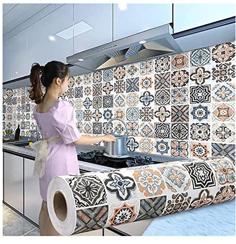 FXNFXLA Kitchen Backsplash Stickers Oil Proof Wall Stickers, Self Adhesive Aluminum Foil Wallpaper, Oil Proof Heat Resistant Kitchen Wall Stickers(Size:60cm*5m)