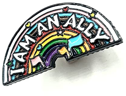 Metall-Anstecknadel mit Aufschrift I Am An Ally LGBT, Regenbogen-Motiv, Aufschrift Love is Love, Metall