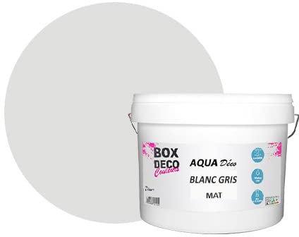 BOX DECO COULEURS Peinture murale acrylique aspect mat Aqua Déco - 10L, Blanc Gris