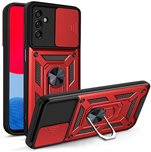 Handyhülle für Samsung Galaxy A04s | Stoßfest & Kratzfest | Mit Kameraschutz, Anti-Fingerabdruck & robustem Panzerschutz-Design | Rot