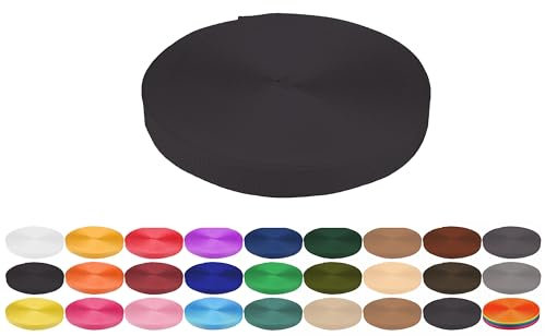 iHS Range Gurtband 5 Meter Schwarz 25 mm Polypropylen PP - Taschengurtband 20 mm 25 mm 30 mm 40 mm zur Auswahl