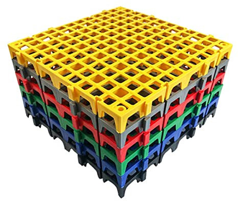 DOCIM Piastrella modulare ad incastro per garage da 40,6 x 40,6 x 4,1 cm, tappetini antiscivolo per drenaggio per pavimenti in garage, autolavaggio, pavimento coperta, rosso, 10 pezzi