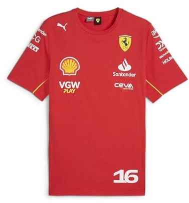 PUMA T-Shirt Charles Leclerc Scuderia Ferrari 2024 pour Hommes - Vitesse Rouge - Taille: L