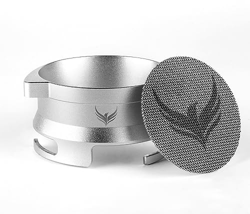 KNODOS Dosing Funnel and Espresso Puck Screen Set Grinder Portafilter Funnel (Silver, 54mm Type B)