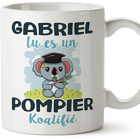 Mugffins Tasses Personnalisables pour POMPIER homme - En Français - Cadeau Personalisé- Koalifies Personalisés - 11 oz / 330 ml