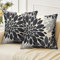Velvhom Kissenbezug 45x45 cm Sofakissen Herbst Moderne Abstrakte Dahlie Blumen Schwarz und Grau Leinen Kissenhülle Zierkissen Modern Deko Kissen Bezug für Wohnzimmer Kinder Büro, 2er Set