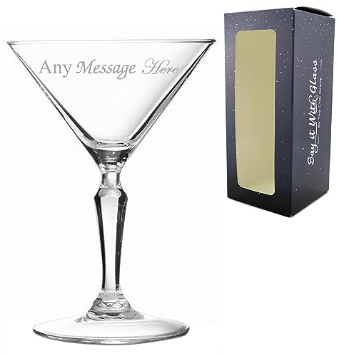 Personalised Engraved Monti Martini Cocktail Glass, Personalise with Any Name or Message for Any Occasion, Stylize from a Variety of Fonts, Gift Box Included, Laser Engraved