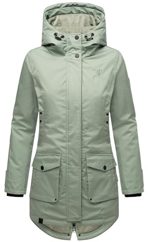 Navahoo Damen Übergangsjacke Warmer Kurzmantel Regenjacke mit Kapuze Brinjaa XS-XXL