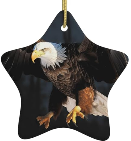 Weihnachtsbaumschmuck, 3D-Weißkopfseeadler, Keramik, zum Aufhängen, zweiseitig bedruckt, Weihnachtsbaumschmuck für Weihnachten, Familie, Party, Urlaub, dekorativ