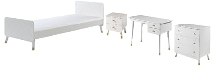 möbelando Jugendzimmer-Set >Billy< in Satin Weiß aus Massiv Kiefer und MDF