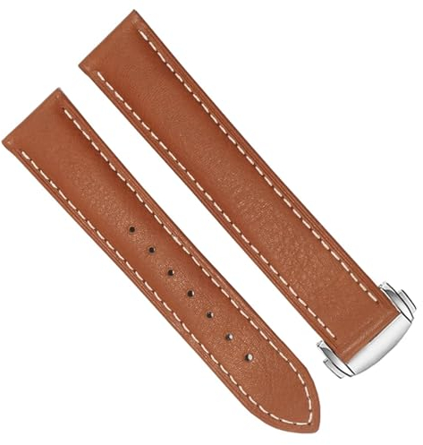 ANZOAT Echtes Leder Armband für Omega 300/150 Schwarz Braun Uhrenarmband Faltschließe Zubehör Handschlaufe, 21 mm, Achat