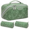 BOYATU Kosmetiktasche: 3er-Set, große Kapazität, Kulturbeutel aus PU-Leder für Damen, Make-up-Tasche mit Trennwand und Griff, 03-Grün-2, Reise-Make-up-Tasche