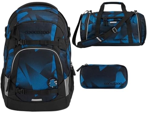 coocazoo MATE Schulrucksack-Set 3tlg inkl. Sporttasche und Schlamperbox (Electric Ice)
