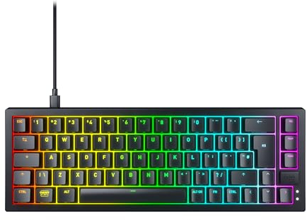 CHERRY XTRFY K5V2 Compact, Clavier de gaming mécanique, format 65 %, Disposition nordique (QWERTY), Clavier Hot-Swap, CHERRY MX2A RED Switches, Noir
