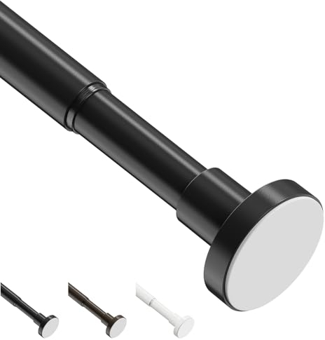 WELDUN Gardinenstange ohne Bohren 48-226CM Teleskopstange Duschvorhangstange Einstellbare Vorhangstange für Fenster, Badezimmer, Schwarz