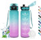 HoneyHolly Botella Agua 1 Litro, Motivacional Botella de Agua, Marcador de Tiempo, Botella Agua Gimnasio, Prueba de Fugas, Cantimplora, Reutilizable, Botella para Escuela Camping Randonnée